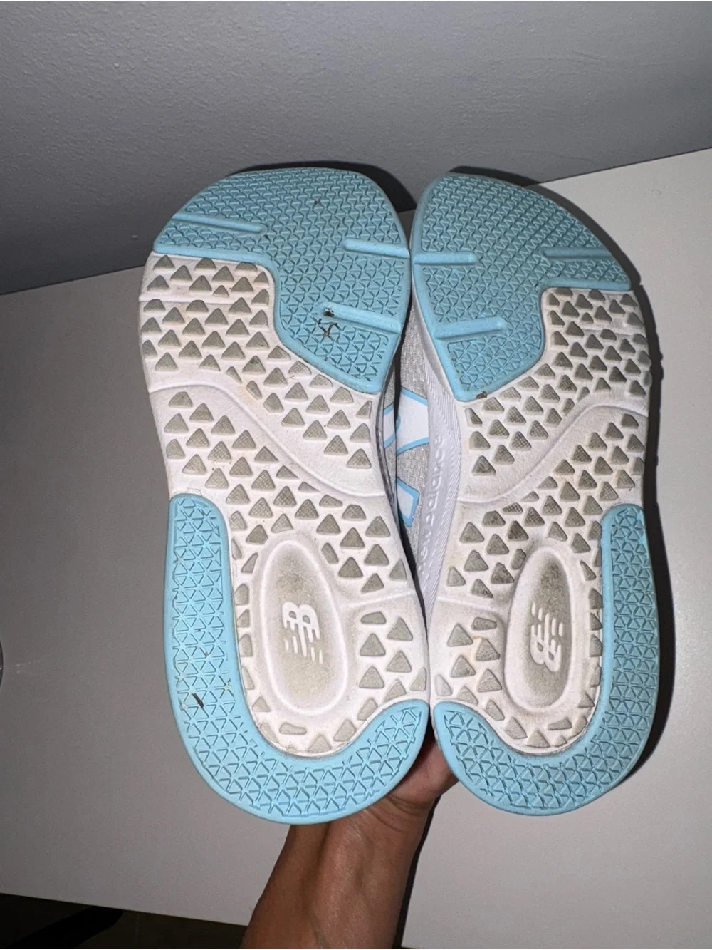 New Balance Kids Gray Sneakers with Purple and Blue Accents